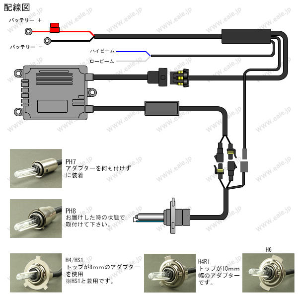 バイク用 HIDキット 薄型35W 小型バラスト 6000K 8000K 10000K H4 HS1 H4R1 PH7 PH8 H6 二輪車用  G-92 G-93 G-94